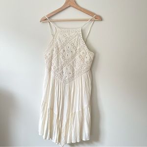 American Eagle cotton crochet cowgirl dress cream small